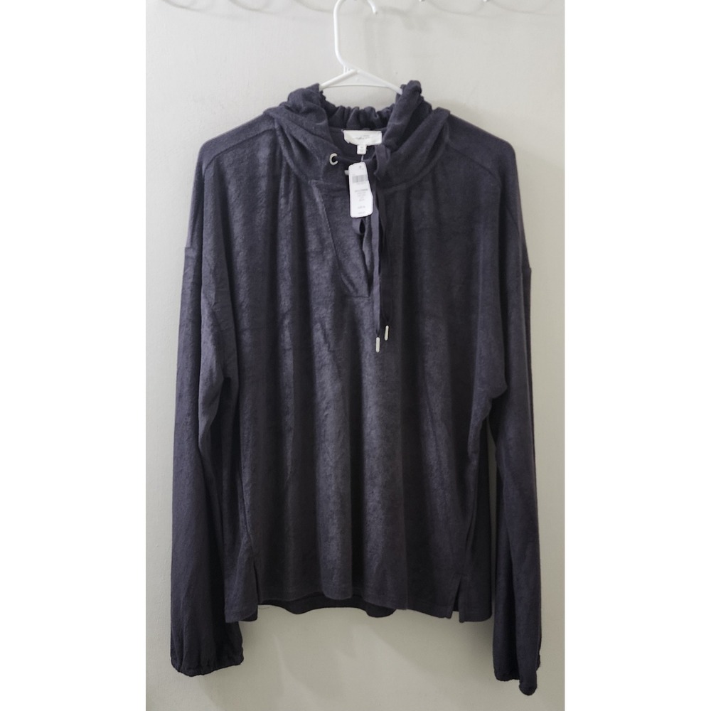 Soma Intimates Bamboo Terry V-Neck Hoodie Gray Ink XL 570304036